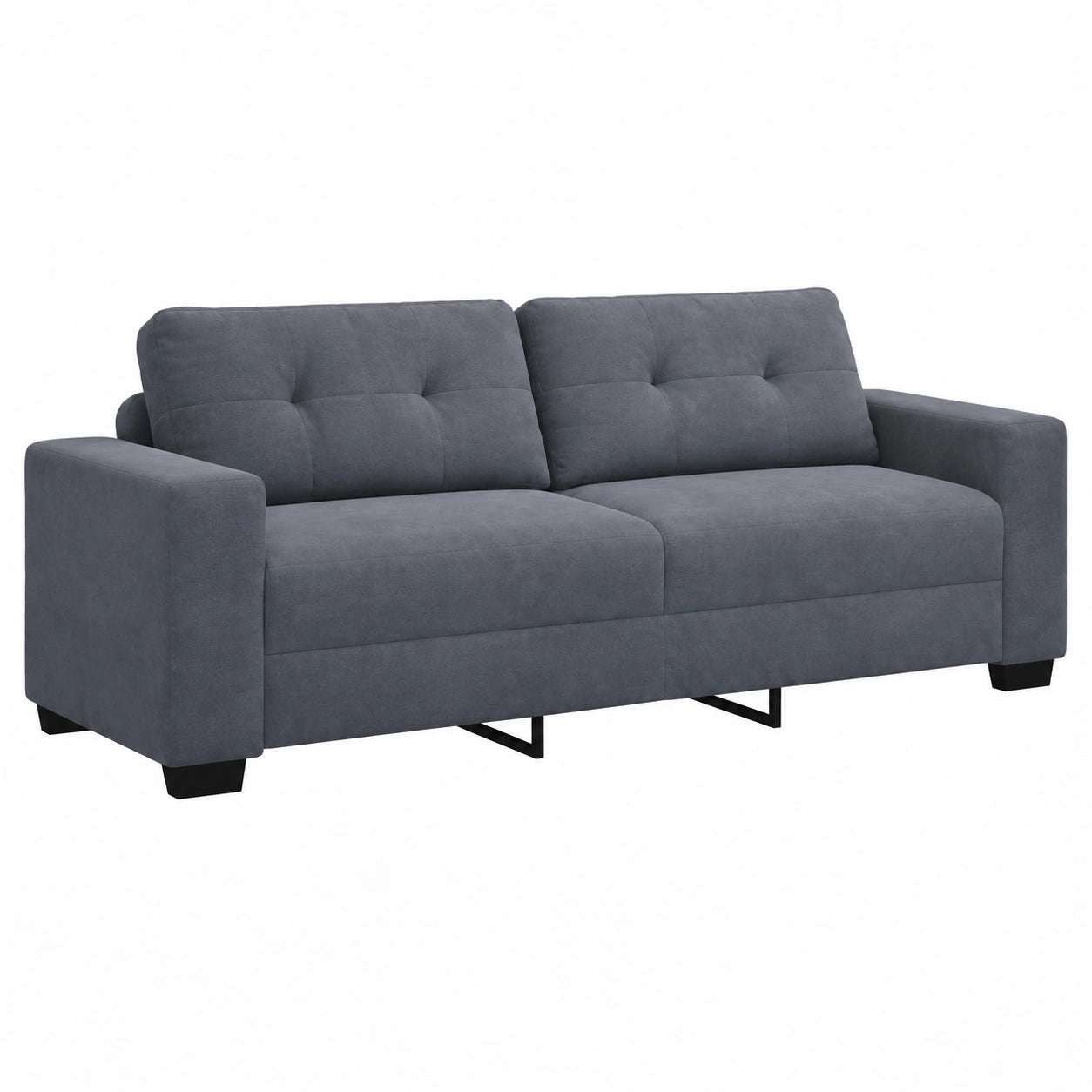 Elegantes 3-Sitzer-Sofa aus Samt in Dunkelgrau, 220x78x80 cm
