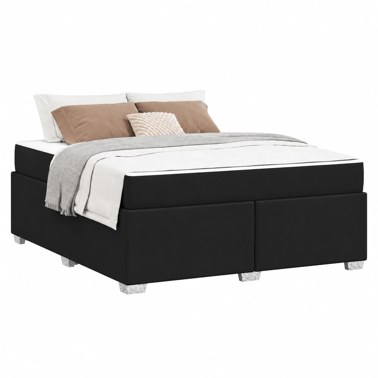 Modernes Bettgestell Set 180 x 200 cm Schwarz mit Taschenfederkern und Lattenrost