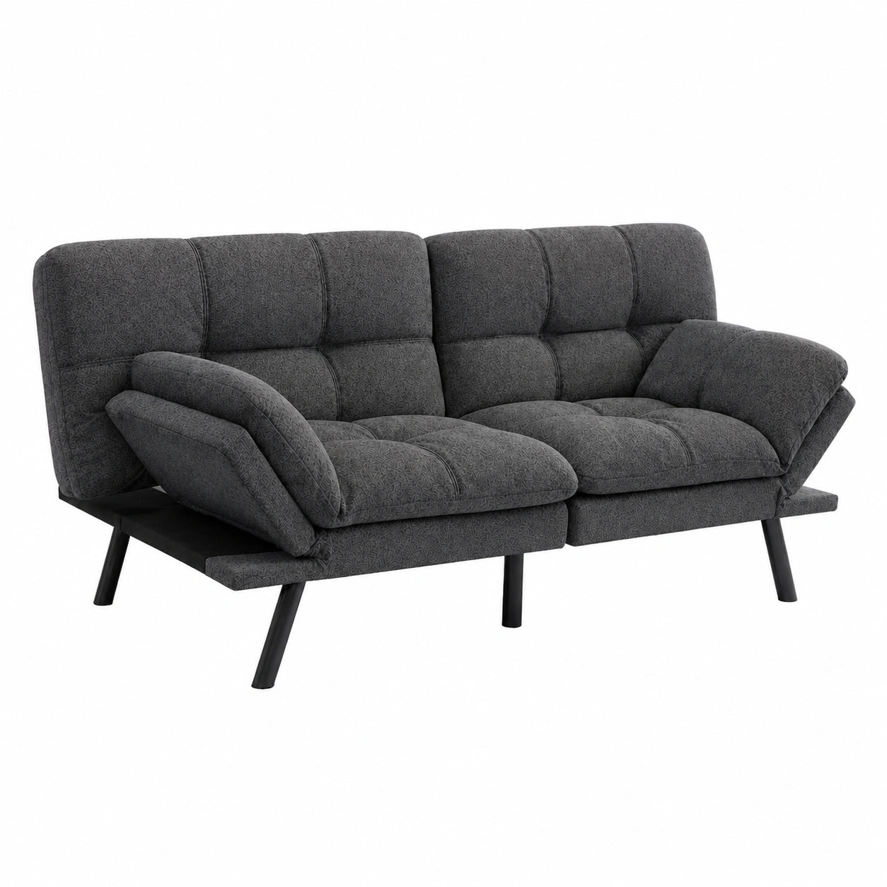 3-Sitzer Schlafsofa mit Verstellbaren Armlehnen und Rückenlehne, Bis 273kg - Dunkelgrau