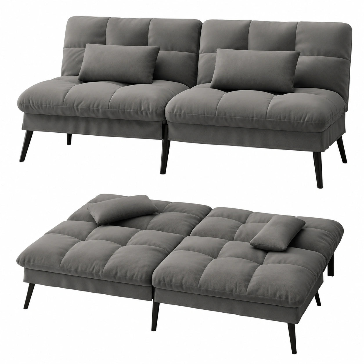 Dreisitzer Schlafsofa mit Verstellfunktion, Grauer Stoffbezug