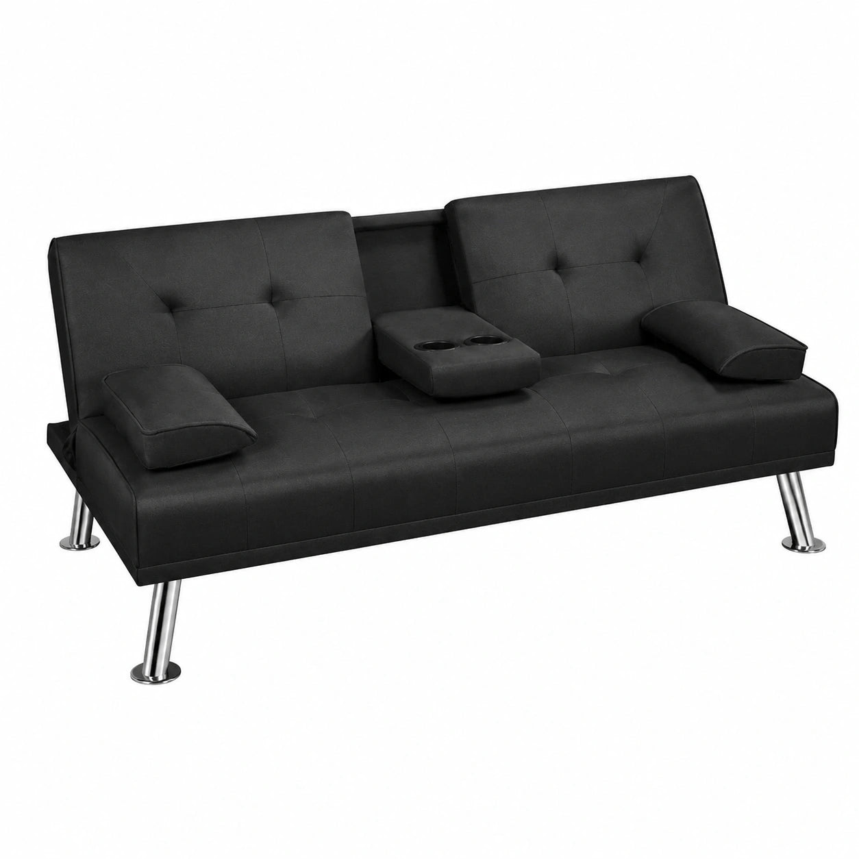Yaheetech Schlafsofa mit Klappfunktion, 167 cm Breite, für Wohnzimmer, Schlafzimmer oder Gästezimmer, Schwarz