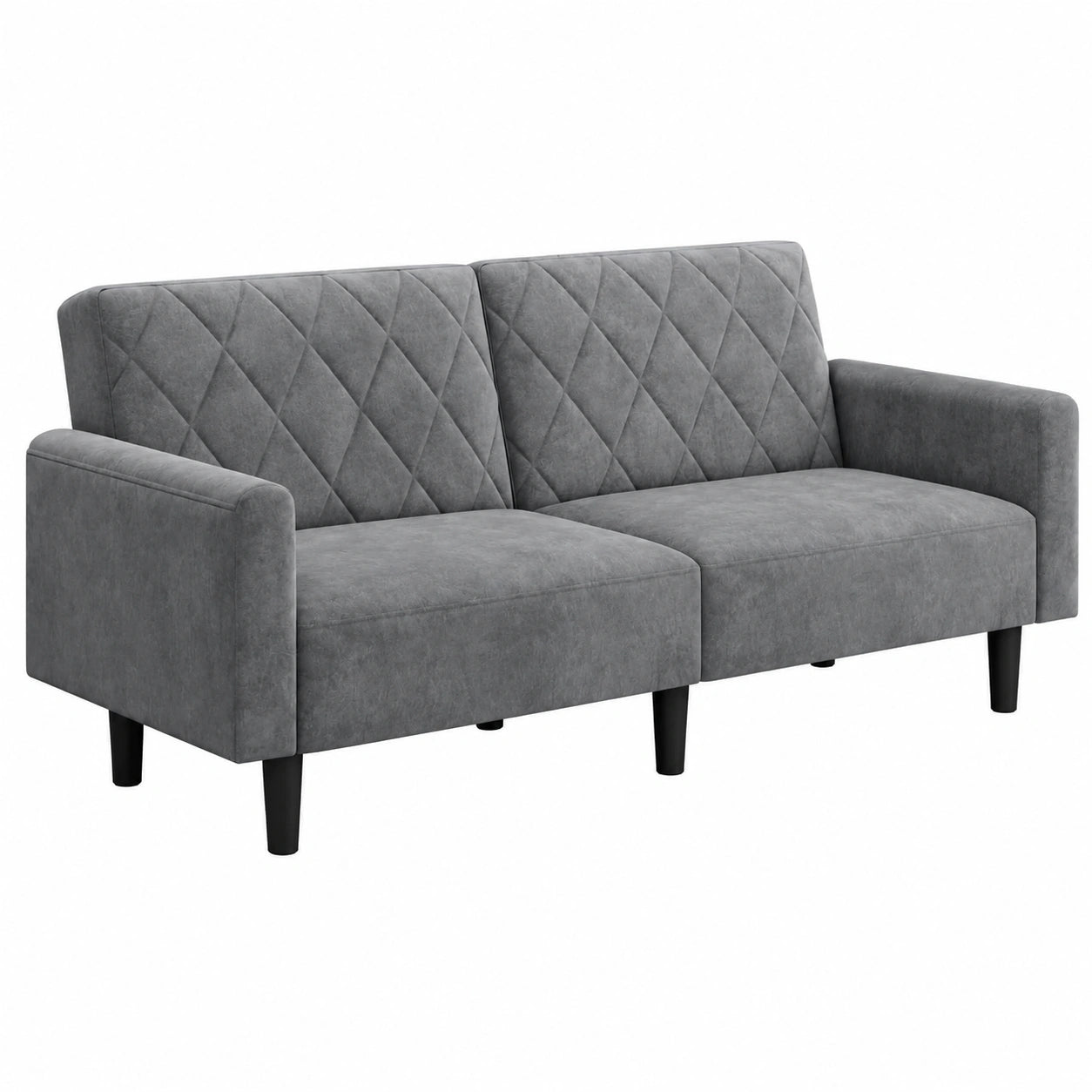 Yaheetech 2-Sitzer Schlafsofa aus Samt, 159 cm Sofa in Dunkelgrau, Kompaktes Design für Wohn- und Schlafzimmer