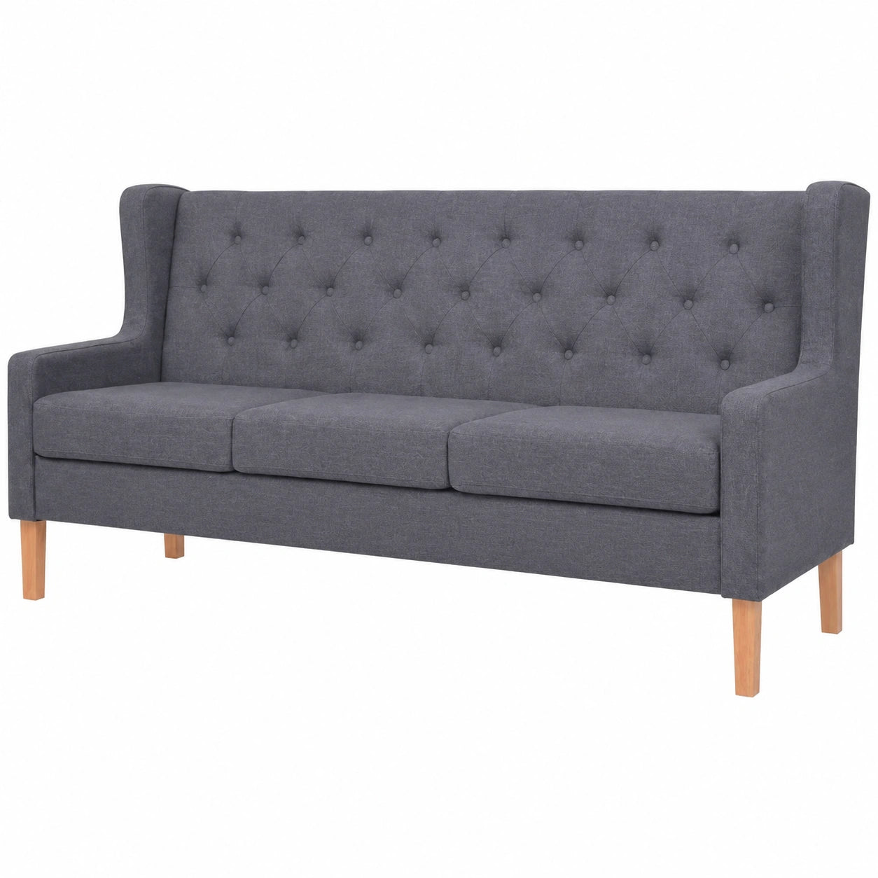 Elegantes 3-Sitzer Stoffsofa in Grau mit Holzrahmen