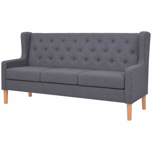 Elegantes 3-Sitzer Stoffsofa in Grau mit Holzrahmen