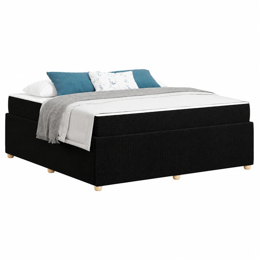 Polsterbett 180x200 cm mit atmungsaktiver Matratze und stabilem Holzrahmen, modernes Design in Schwarz für zwei Personen