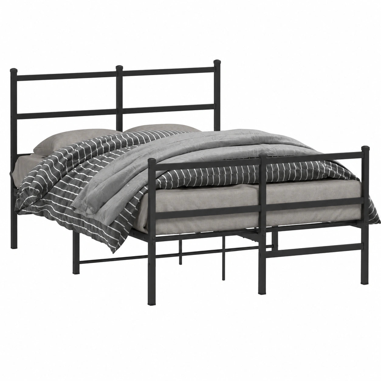 Metallbettgestell Schwarz 135x190 cm mit Stauraum und Lattenrost
