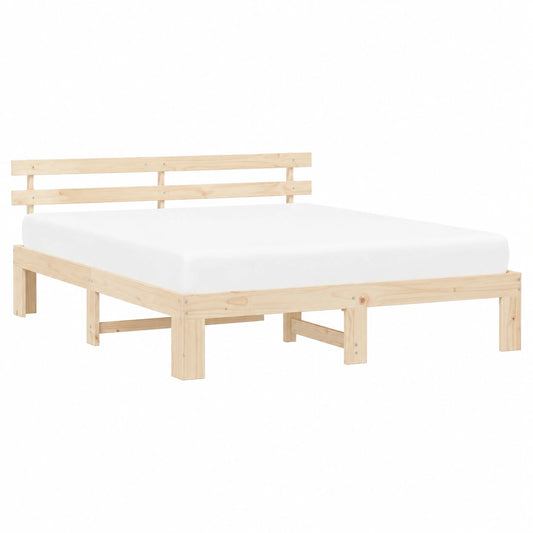 Massivholz-Doppelbett Kiefer 140x200 cm mit Kopfteil, Lattenrost und stabiler Rahmen, modernes Design für erholsame Nächte
