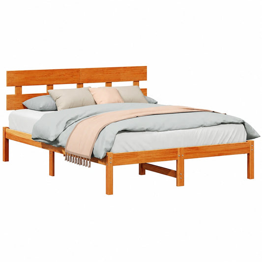 Massivholzbett Kiefer Braun 150x200 cm mit Lattenrost, Robustes Design für 2 Personen, Modernes Schlafzimmer-Set