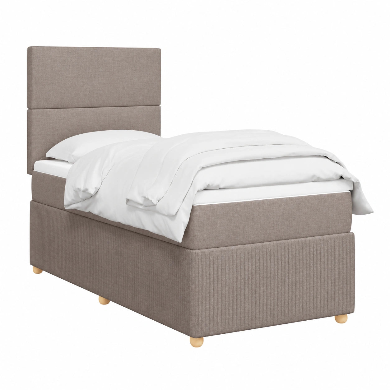 Hochwertiges Boxspringbett 80x200 cm in Taupe mit Taschenfederkern