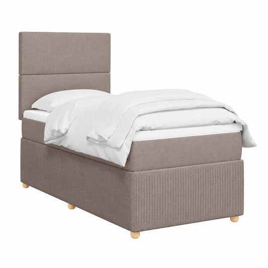 Hochwertiges Boxspringbett 80x200 cm in Taupe mit Taschenfederkern
