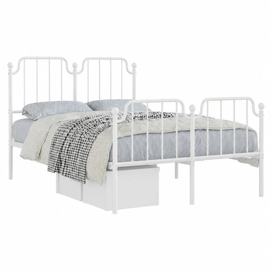 Metallbettgestell Weiß 120x200 cm mit Lattenrost und Stauraum, robustes Design für langlebigen Komfort im Schlafzimmer