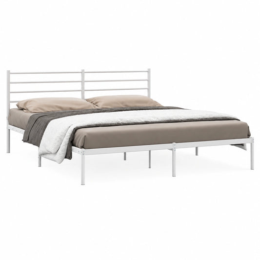 Modernes Metallbettgestell 193x203 cm mit Stauraum und Lattenrost in Weiß