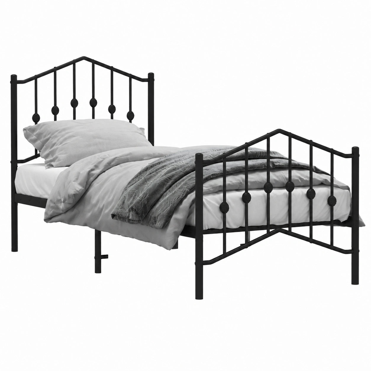 Modernes Metallbettgestell Schwarz 75x190 cm mit Lattenrost und Stauraum