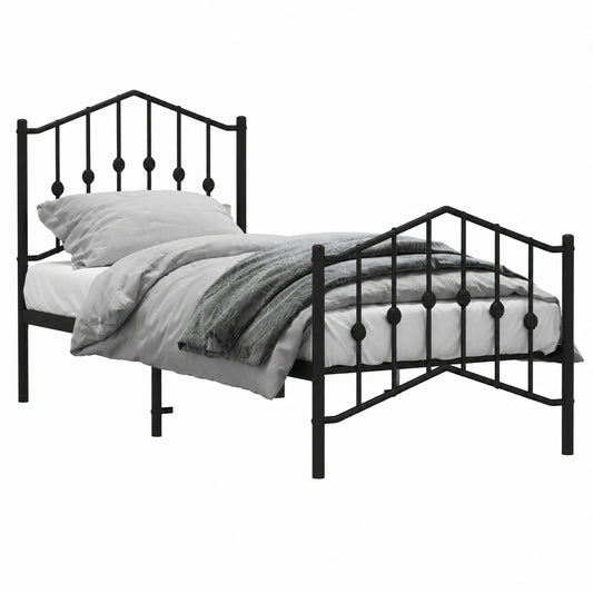 Modernes Metallbettgestell Schwarz 75x190 cm mit Lattenrost und Stauraum