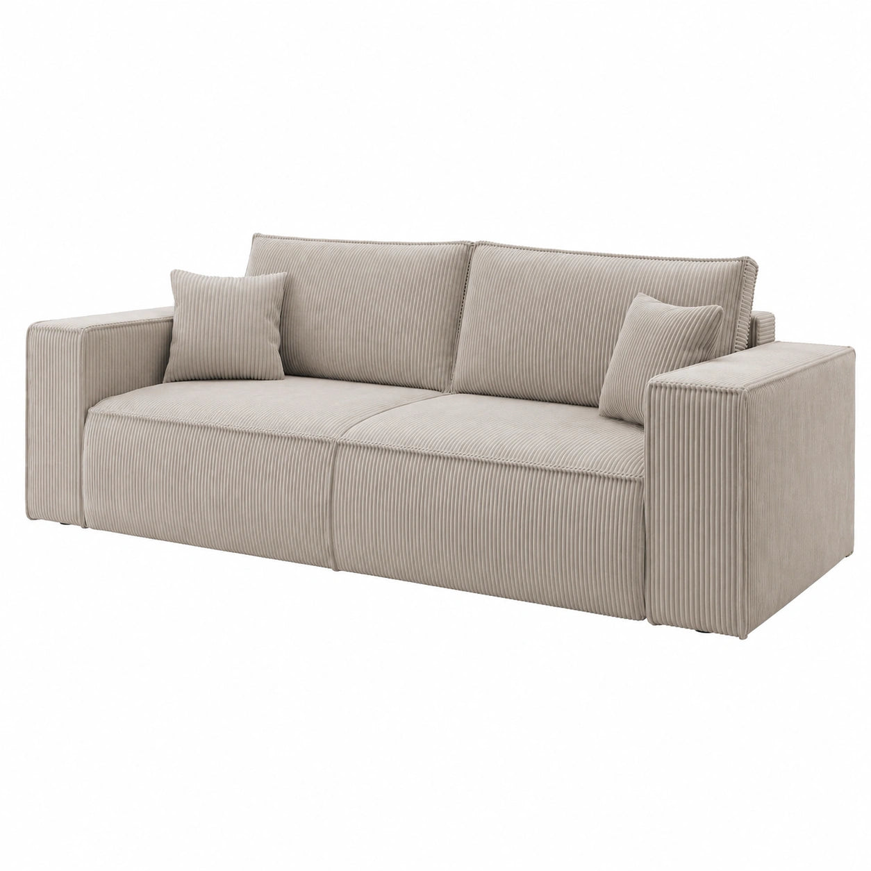 Selsey Schlafsofa mit Stauraum und Schlaffunktion, Pflegeleichter Kordsamt, Beige