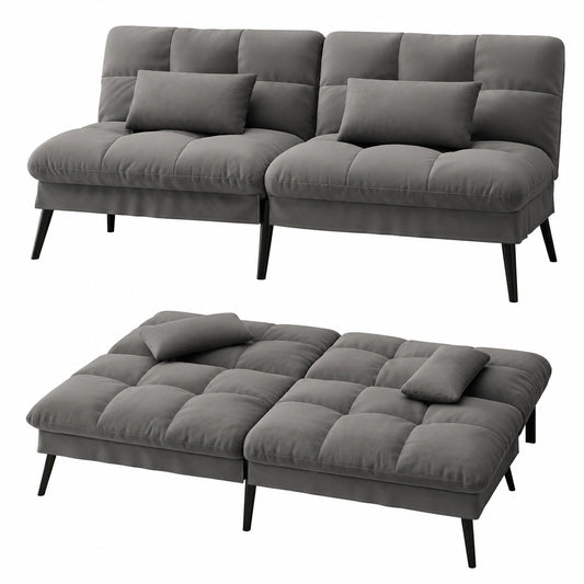Dreisitzer Schlafsofa mit Verstellfunktion, Grauer Stoffbezug