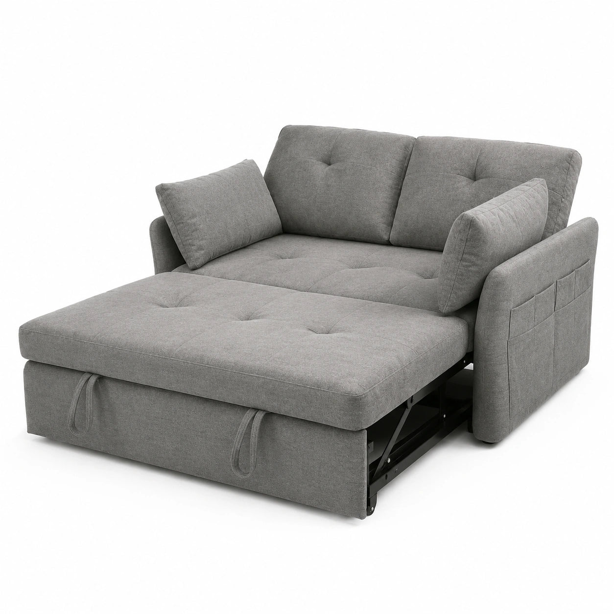 Multifunktionales Schlafsofa mit Verstellbarer Rückenlehne und Kissen, Graues Leinen, Ideal für Gästezimmer