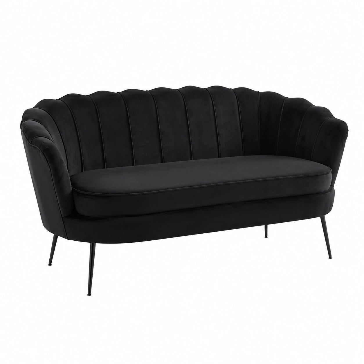 Elegantes 3-Sitzer Samtsofa in Schwarz - Skandinavisches Design für Ihr Wohnzimmer