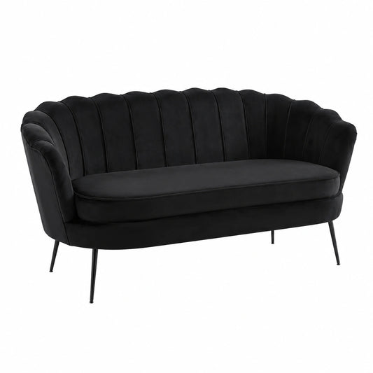 Elegantes 3-Sitzer Samtsofa in Schwarz - Skandinavisches Design für Ihr Wohnzimmer