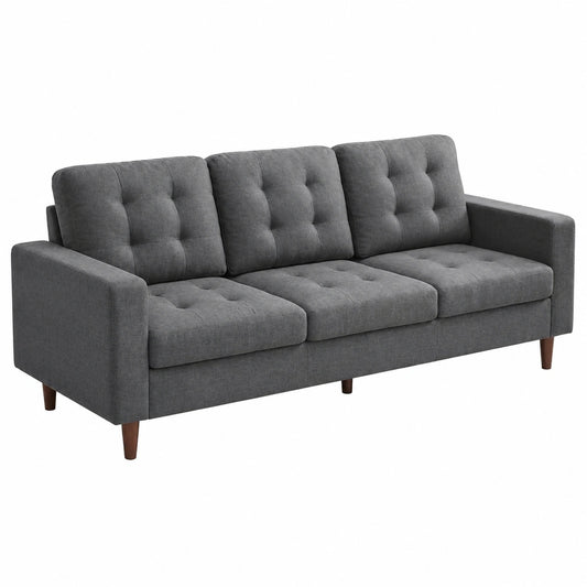 Moderne 3-Sitzer Couch mit Armlehne und Tasche, 238cm, Stoff, Dunkelgrau