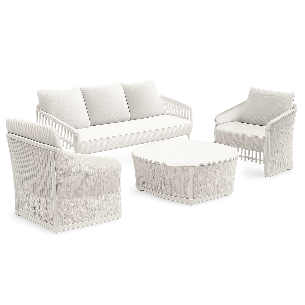 IDIMEX 4-teiliges Gartensofa-Set KULO, wetterfestes Aluminium und Rope, Couchtisch mit Glasplatte, inkl. 5 Kissen für Terrasse und Balkon