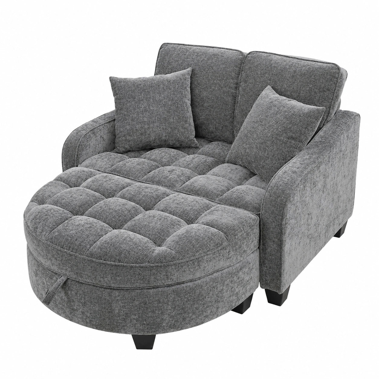 Multifunktionales Schlafsofa mit Stauraum und Chaiselongue in Dunkelgrau