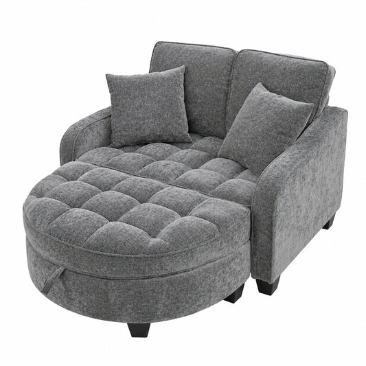 Multifunktionales Schlafsofa mit Stauraum und Chaiselongue in Dunkelgrau