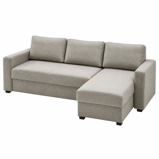Bequemes DUBLIN Schlafsofa mit Bettfunktion, Federkern und Stoff in Warmem Grau, 150x234x89 cm